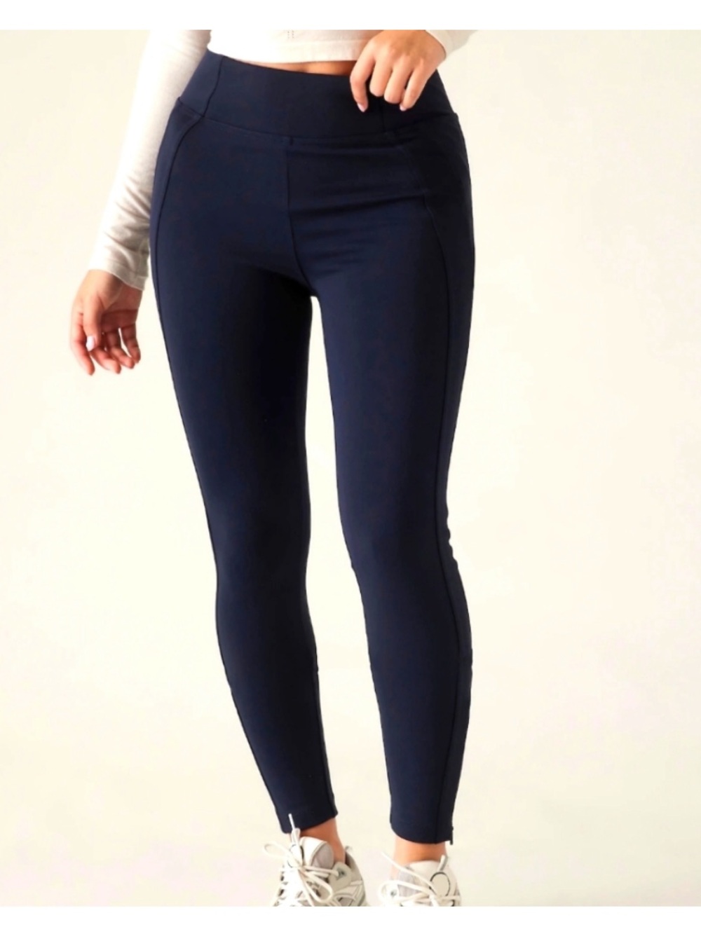 Athleta Delancey Skyline High Rise Leggings Navy 1X Ankle Zip Work Travel